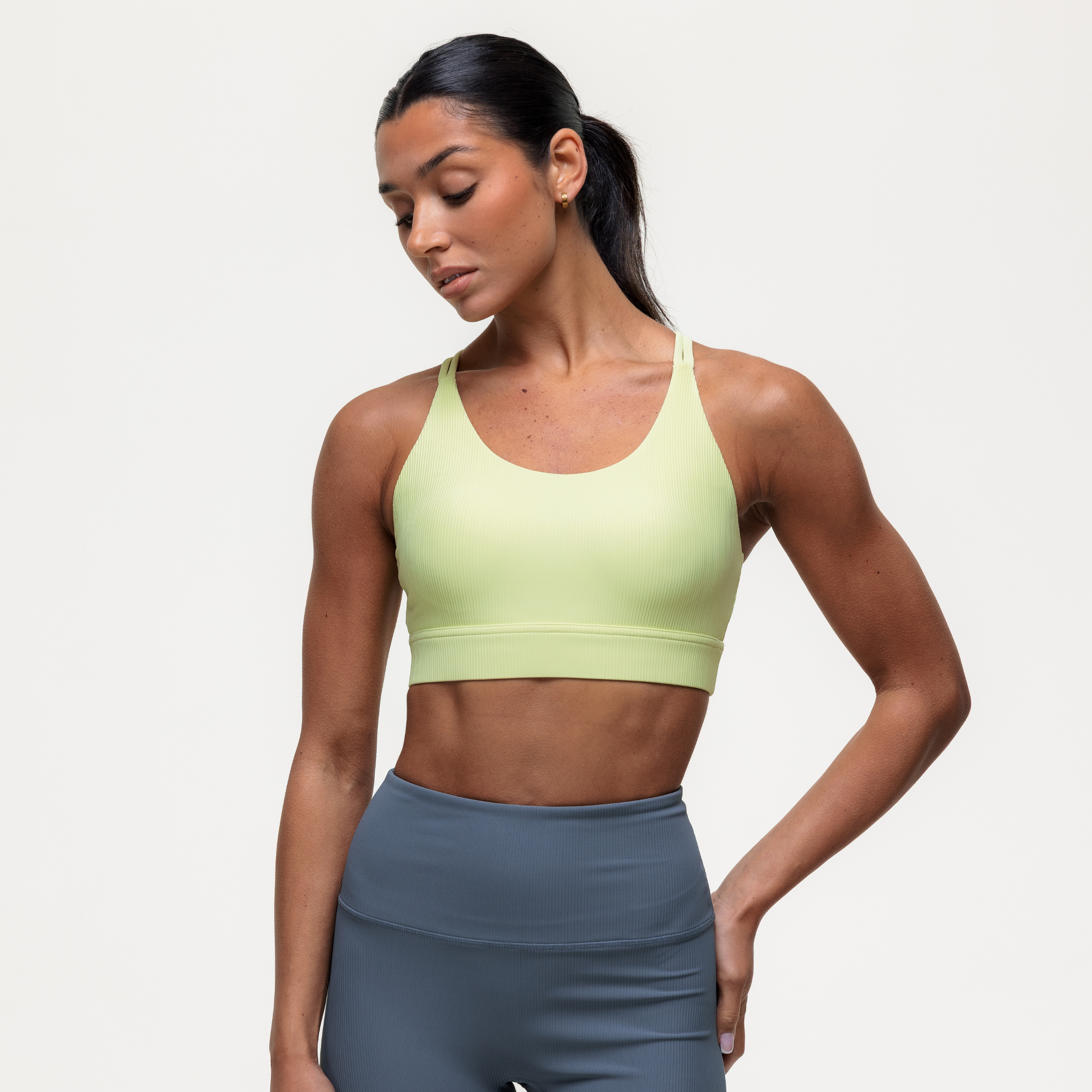 Namaste Ribbed Medium Support Bra - Lime