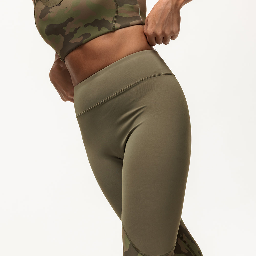 Vertex Camo High Rise Leggings - Military Green