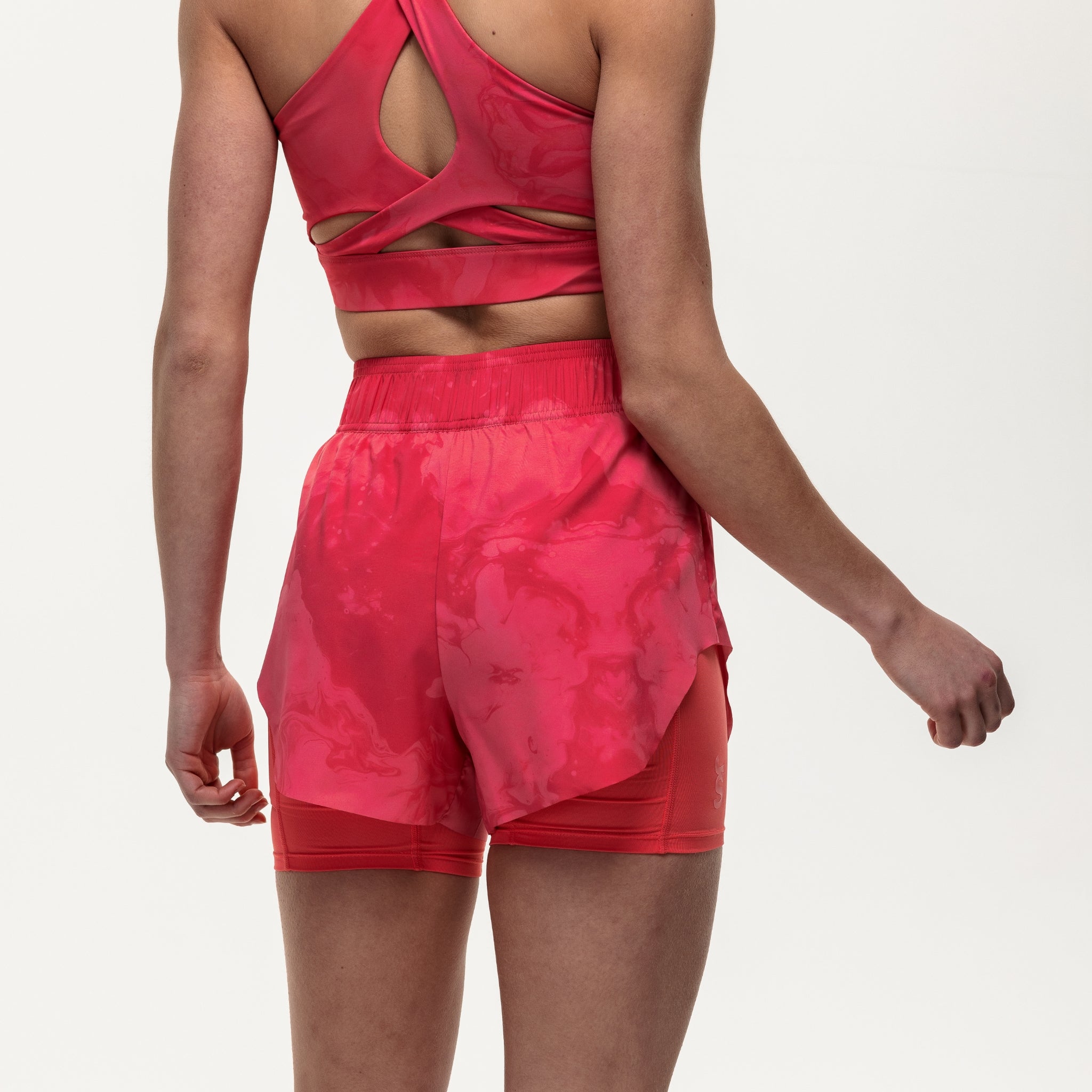 Run The Distance 2-in-1 Shorts - Coral Marble