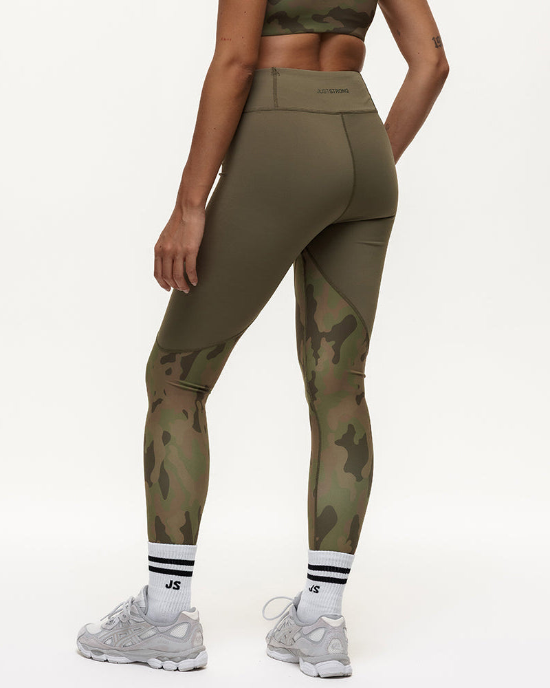 Vertex Camo High Rise Leggings - Military Green